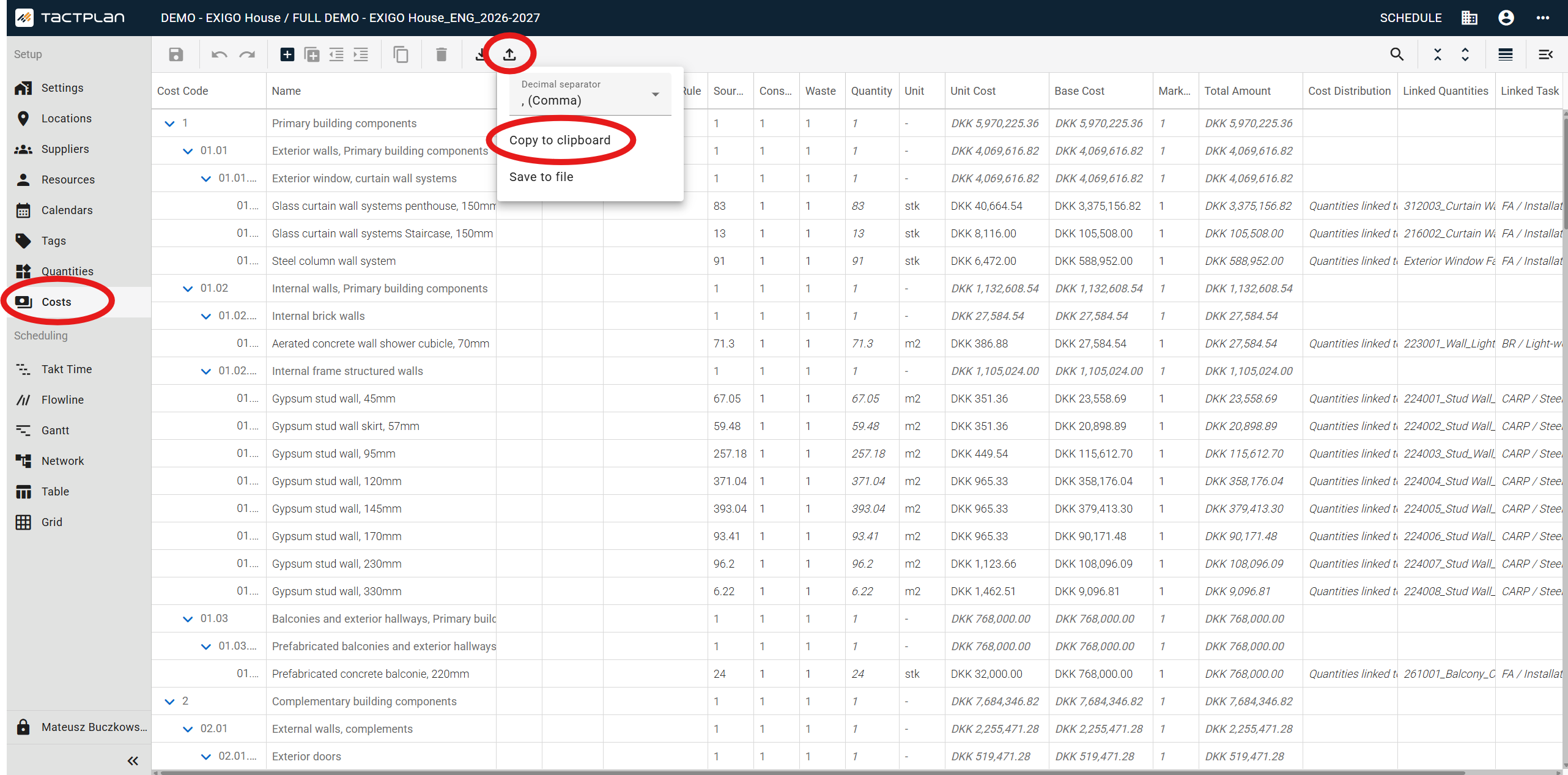 Setup - Costs - Export - Copy To Clipboard (en) (2.5.1)