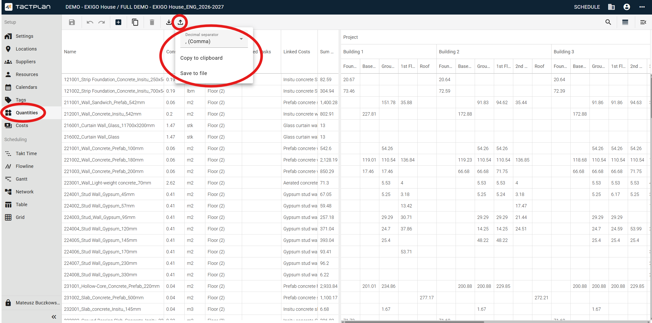 Setup - Quantities - Export (en) (2.5.1)