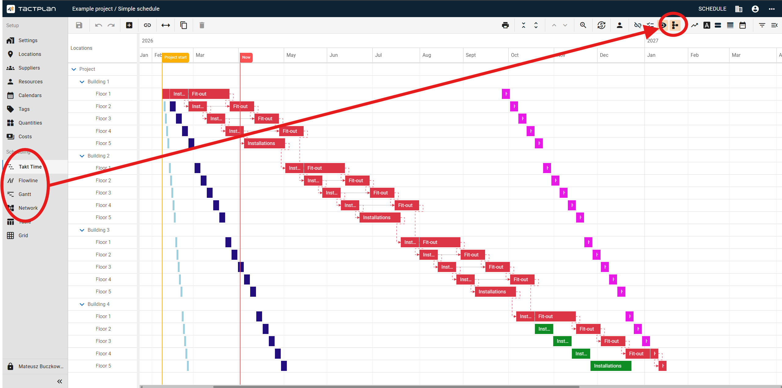 Scheduling - Takt Time - Show Critical Path (en) (2.5.1)