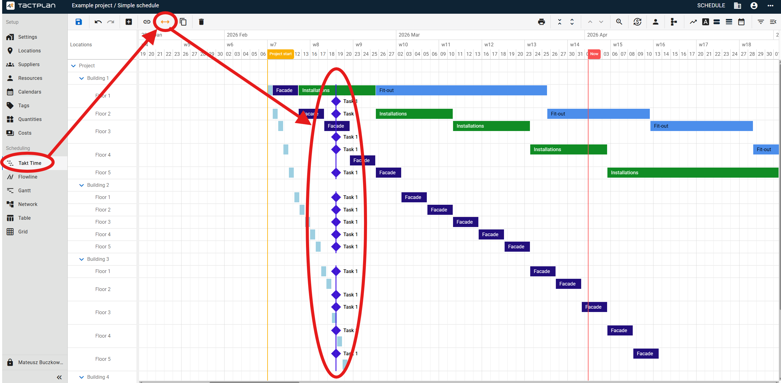 Scheduling - Takt Time - Drag Milestone (en) (2.5.1)