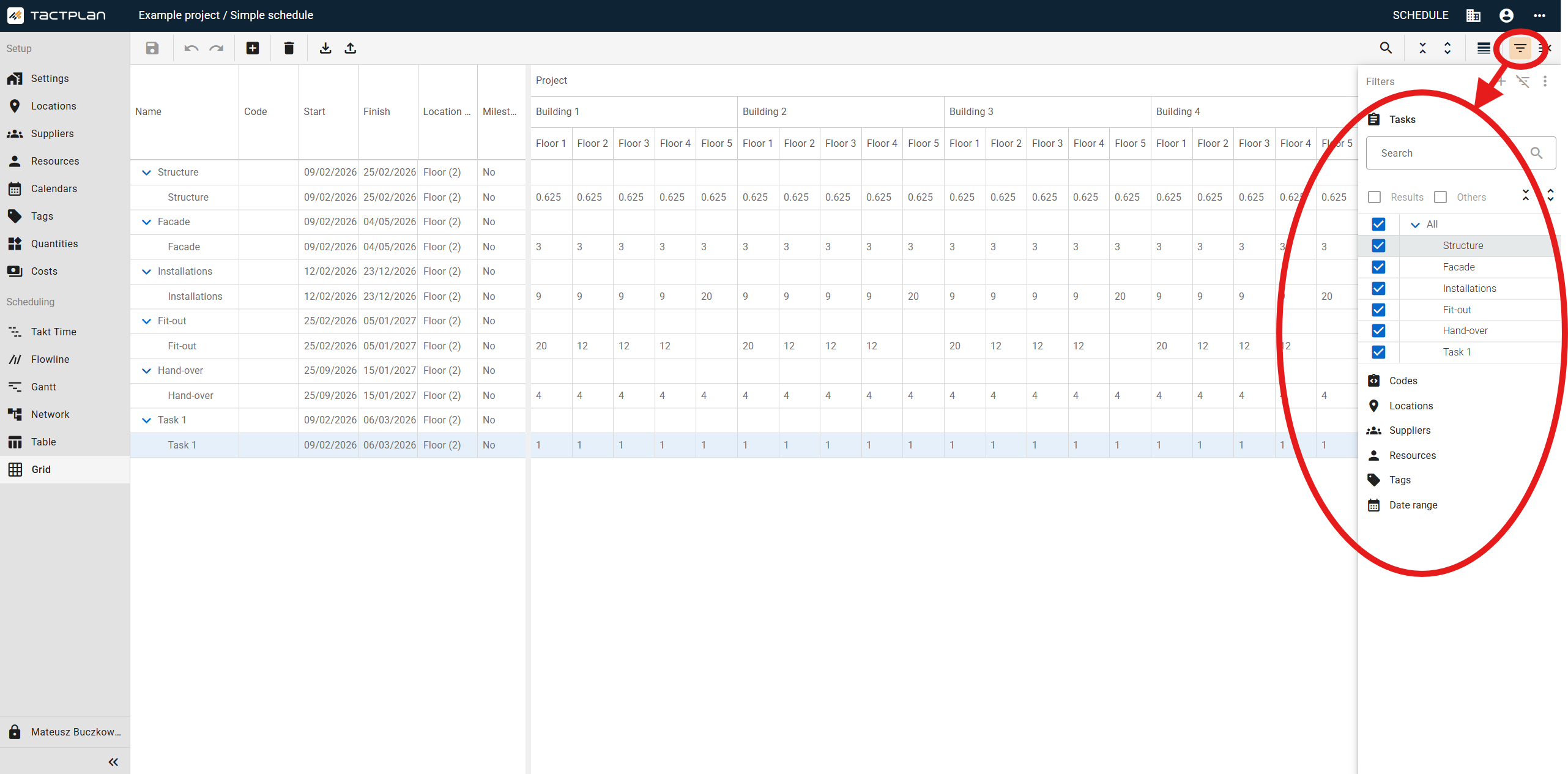 Scheduling - Grid - Filter - Select filtering options (en) (2.5.1)