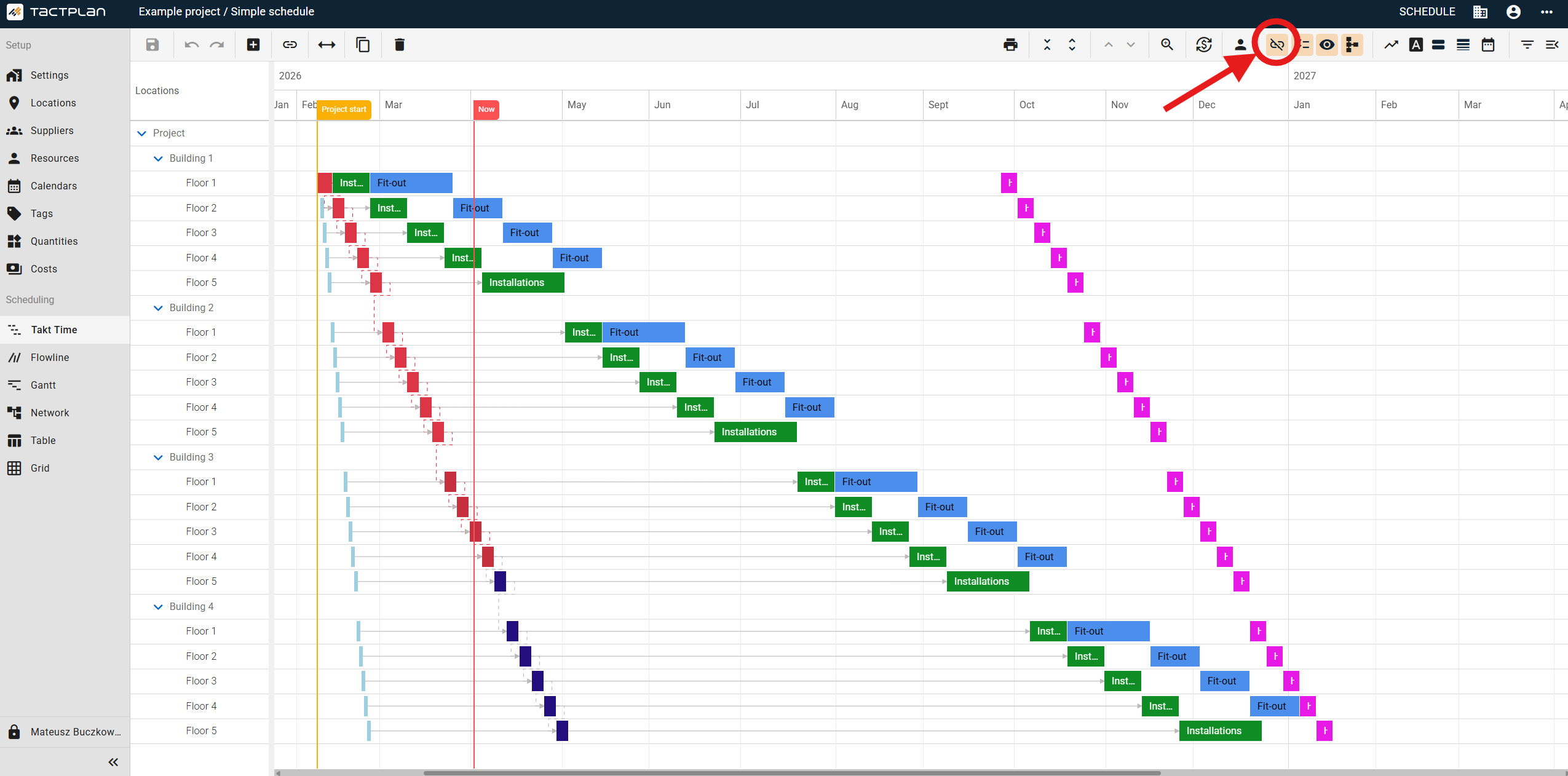 Scheduling - Takt Time - Show Critical Path - Ignore Tasks Without Dependencies (en) (2.5.1)