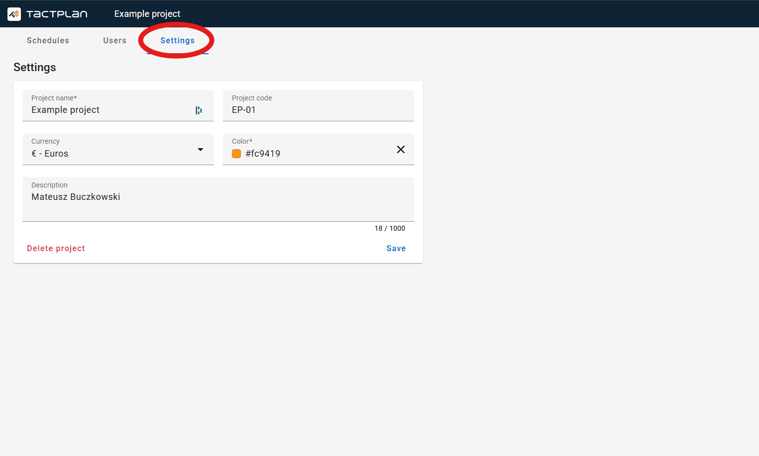 Project - Settings tab (en) (2.5.1)