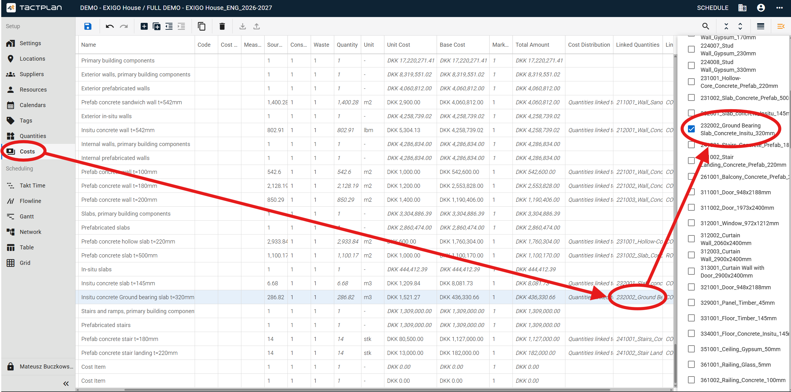 Setup - Costs - select cost item - Cost Details - select quantity (en) (2.5.1)