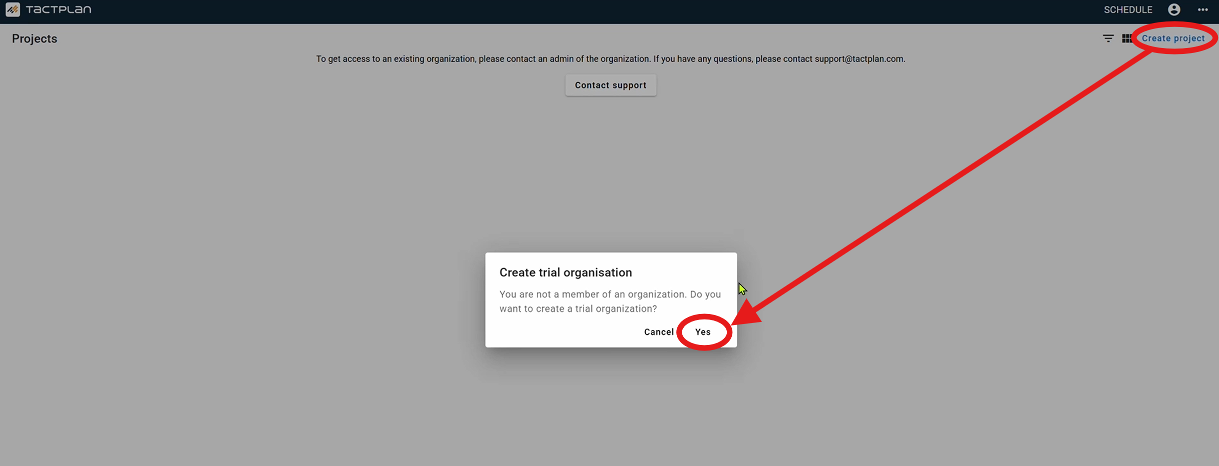 Projects - Create project - Create trial organization confirmation dialog (en) (2.5.1)