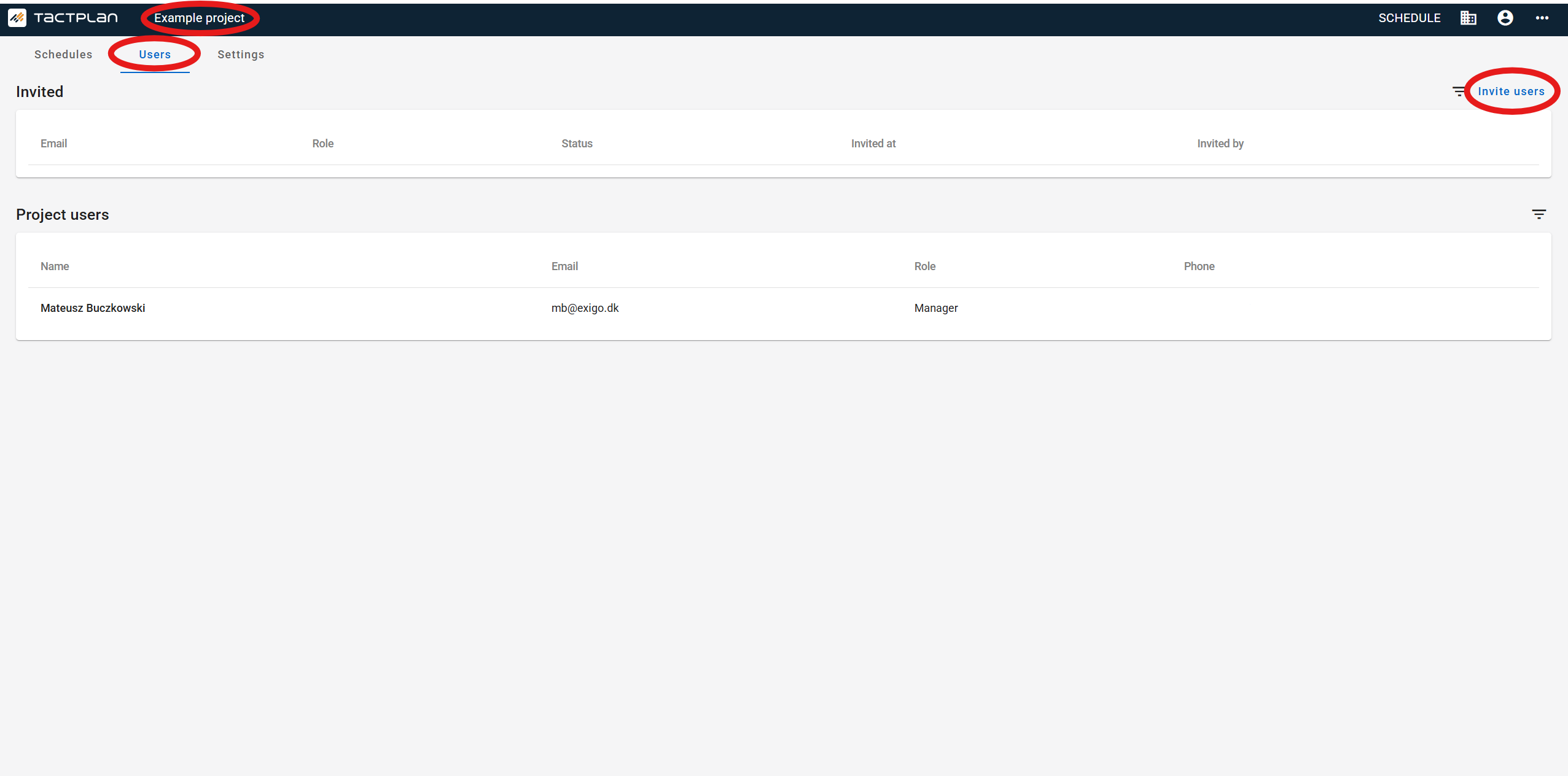 Project - Users tab - Invite users (en) (2.5.1)