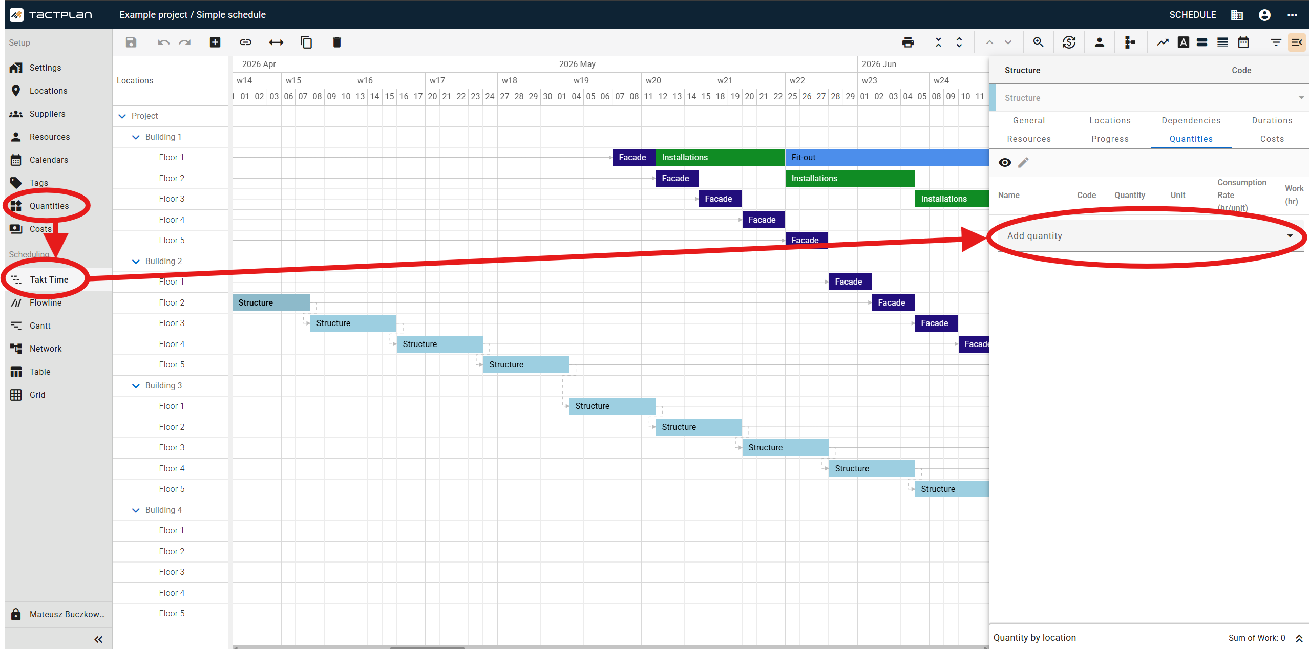 Scheduling - Takt Time - Task Details - Quantities - Add Quantity (en) (2.5.1)