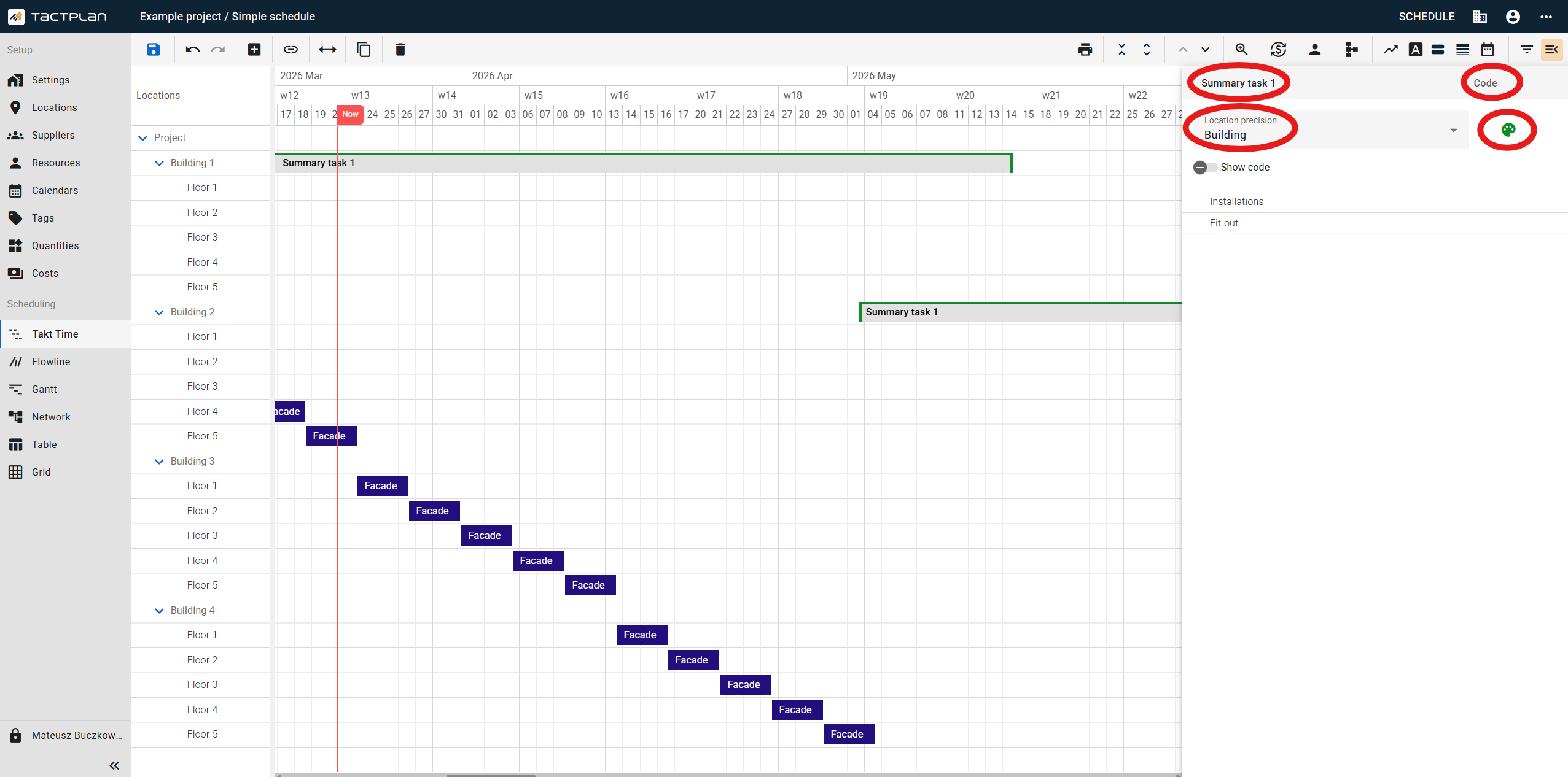Scheduling - Takt Time - Summary task panel (en) (2.5.1)