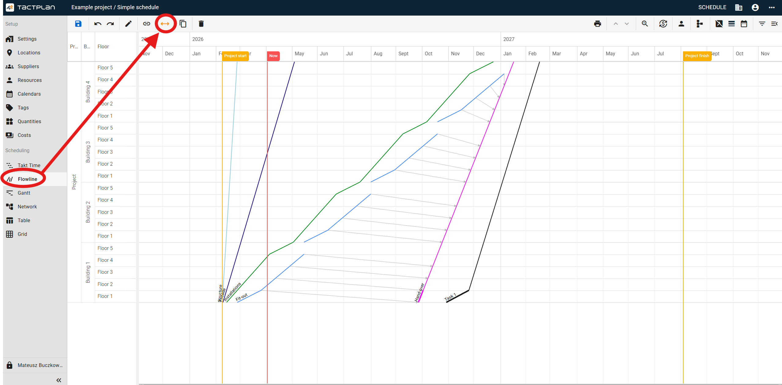 Scheduling - Flowline - Drag and move tasks (en) (2.5.1)