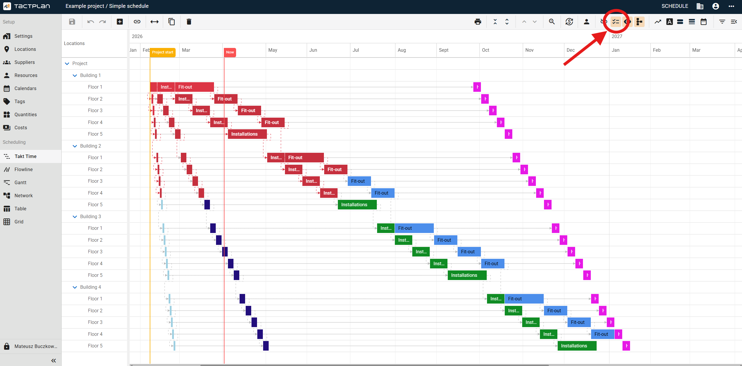 Scheduling - Takt Time - Show Critical Path - Show Critical Path From Selected Tasks (en) (2.5.1)
