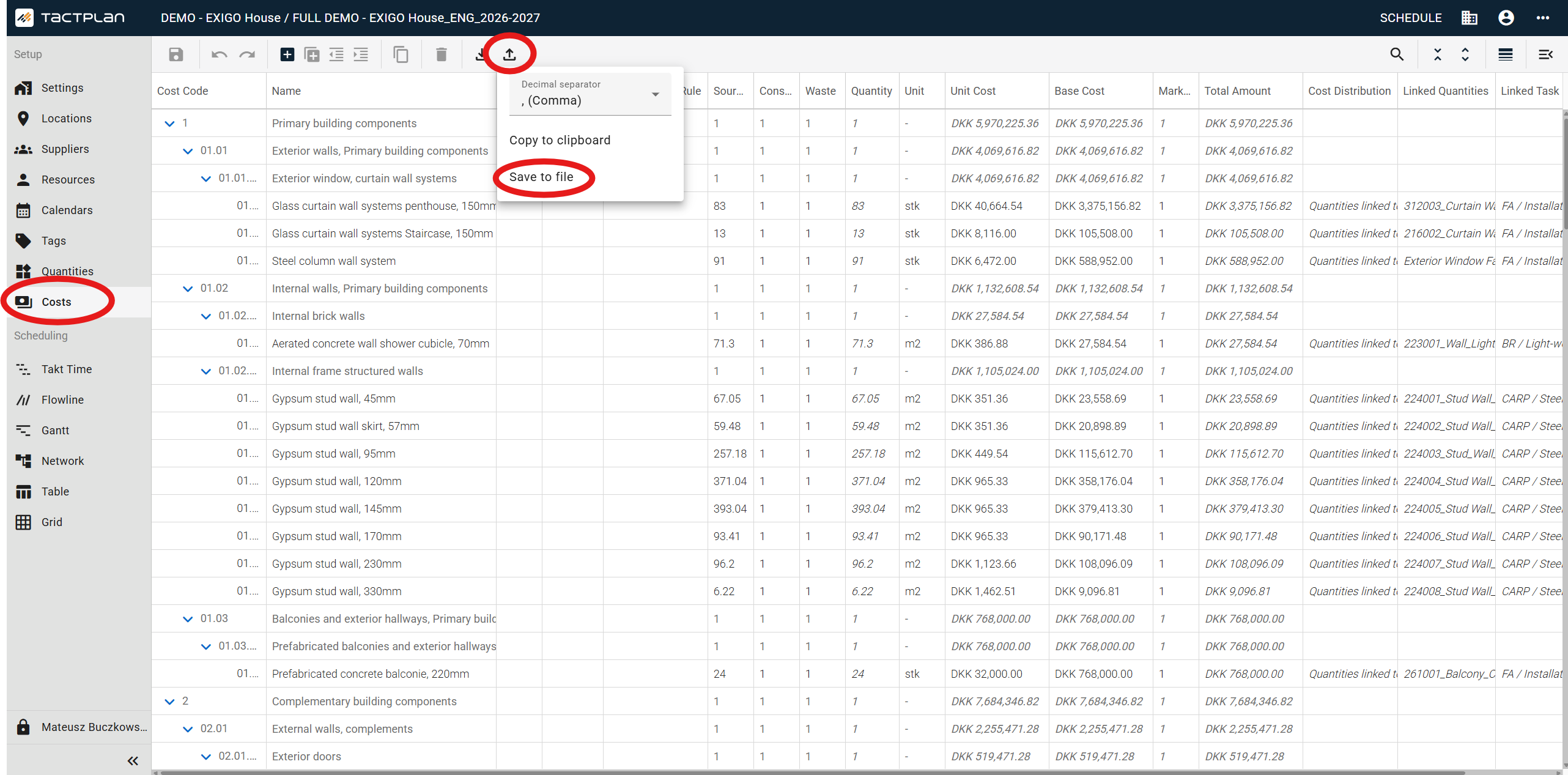 Setup - Costs - Export - Save To File (en) (2.5.1)